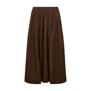 Uma Wang Women Brown Frontera Canvas Gomes Pleated Midi Skirt